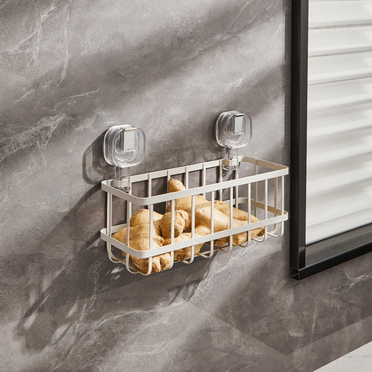 No-Drill Iron Suction Storage Rack: Ideal for Kitchen and Bathroom Use
