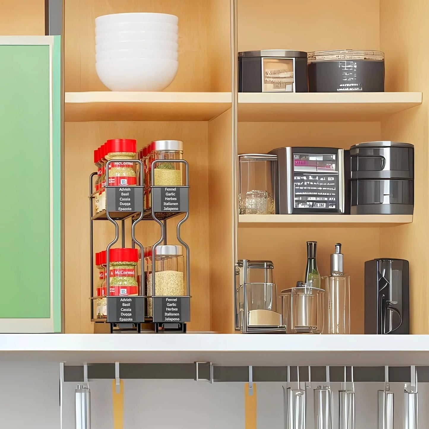 Pull Out Spice Rack Organizer for Cabinet – Heavy Duty Slide Out Design
