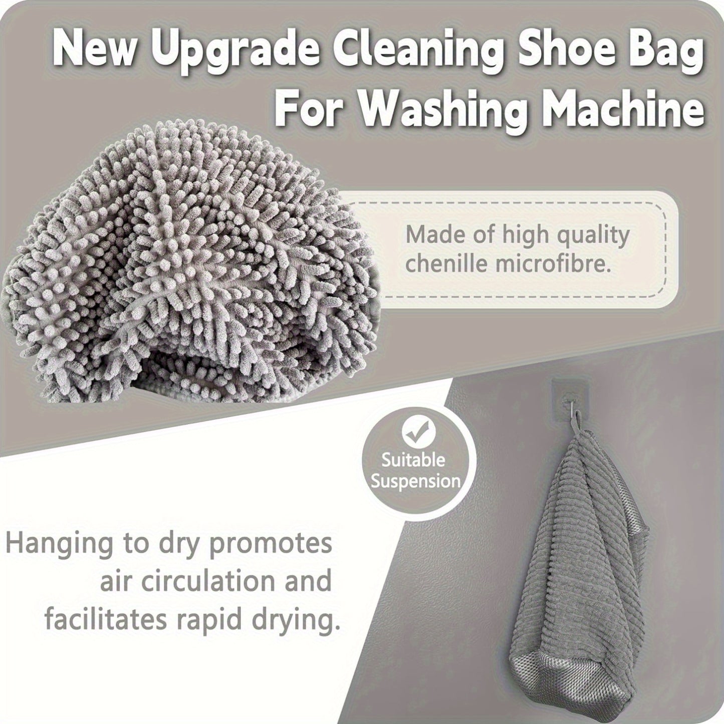 Machine-Washable Chenille Fiber Shoe Laundry Bag – Gentle, Reusable, Eco-Friendly