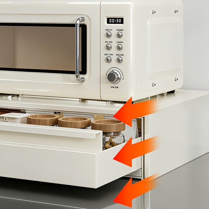 Expandable Steel Coffee Station Organizer with Drawer –Kitchen Counter & Microwave Storage Rack
