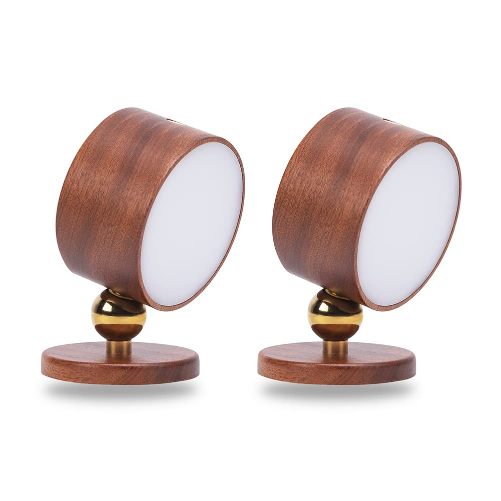 360-Degree Rotating Walnut Magnetic Wall Lamp