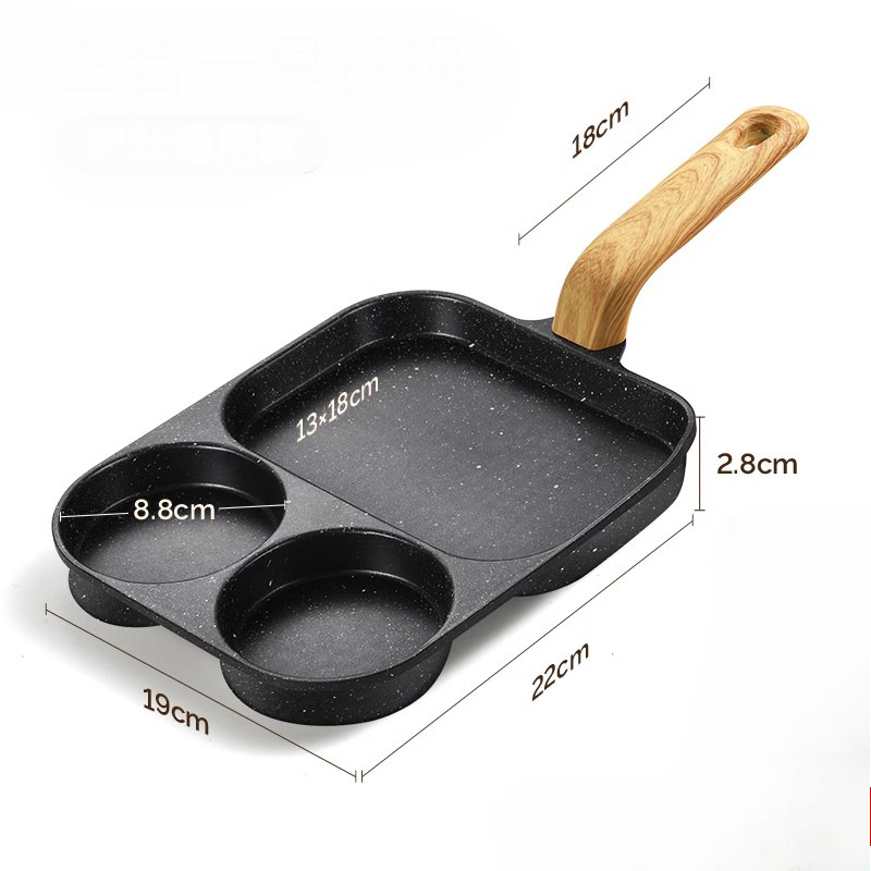 3-in-1 Nonstick Stone Frying Pan: Ideal for Eggs, Bacon, and Burgers