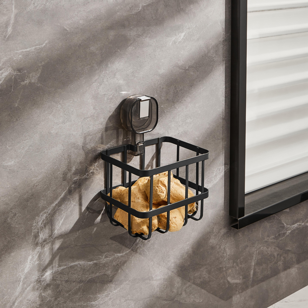 No-Drill Iron Suction Storage Rack: Ideal for Kitchen and Bathroom Use