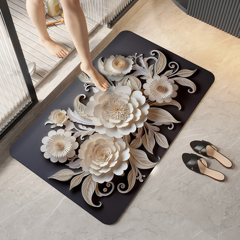 3D Realistic Pattern Non-Slip Absorbent Mat - Safe, Slip-Resistant, Quick-Drying