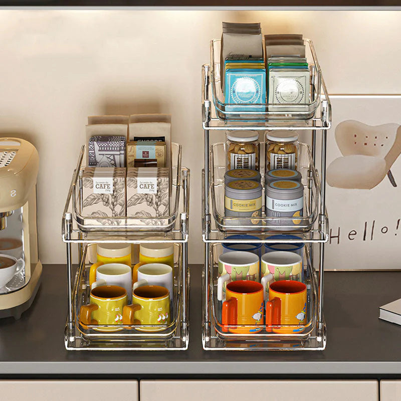 Acrylic Pull-Out Storage Organizer: Multi-Compartment & Practical