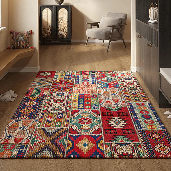Vintage Entryway Rug: Non-Slip, Dirt-Resistant Belgian Velvet Carpet