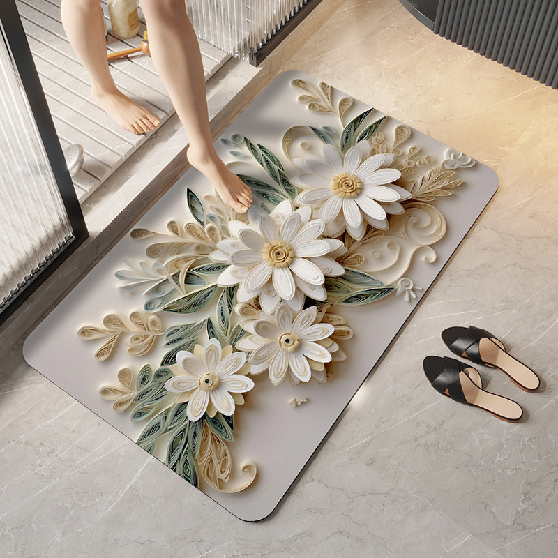 3D Realistic Pattern Non-Slip Absorbent Mat - Safe, Slip-Resistant, Quick-Drying