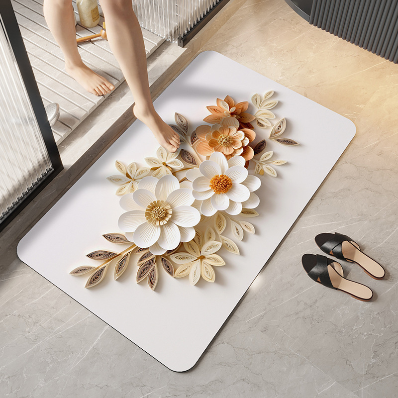 3D Realistic Pattern Non-Slip Absorbent Mat - Safe, Slip-Resistant, Quick-Drying