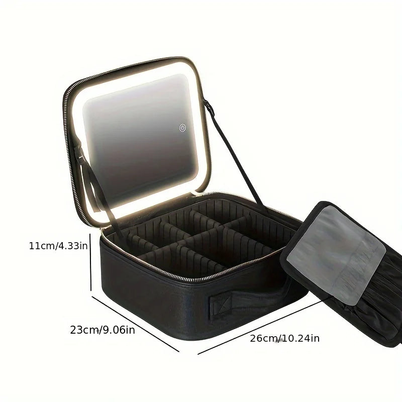 LED Mirror Cosmetic Bag, Portable and Spacious for Travel