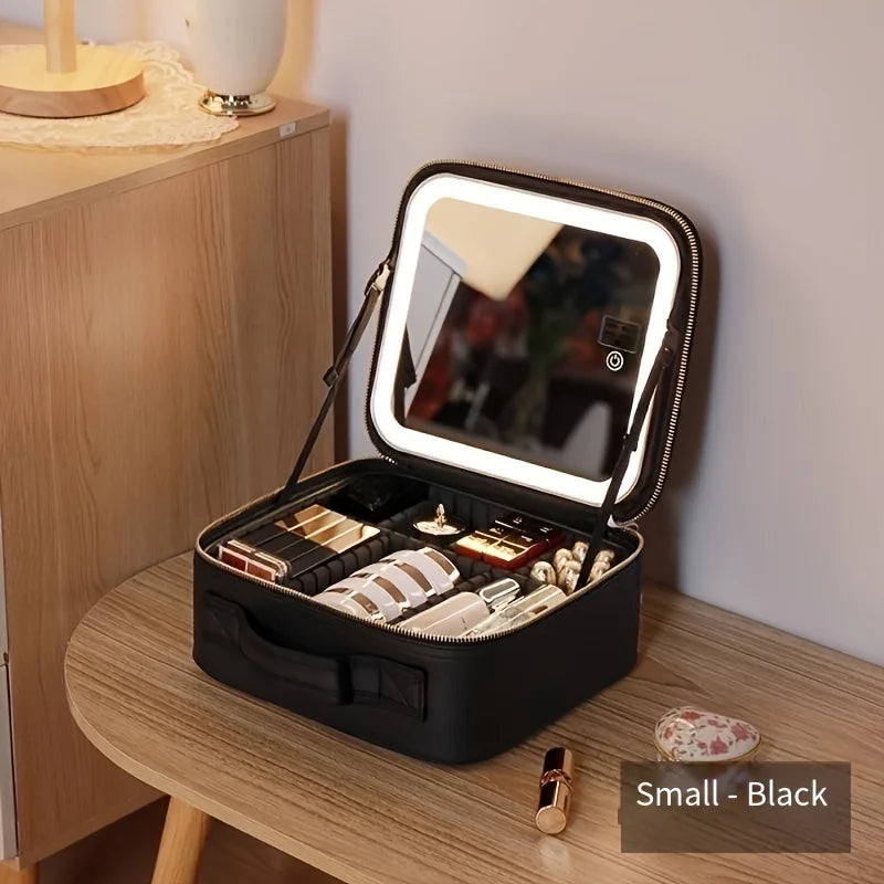 LED Mirror Cosmetic Bag, Portable and Spacious for Travel