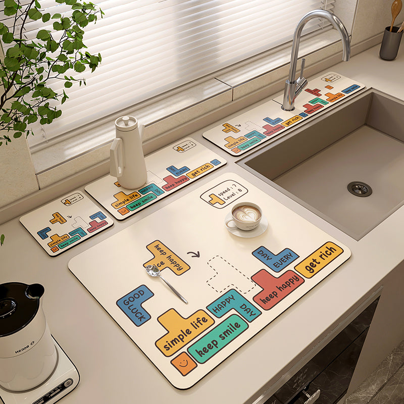 Versatile Non-Slip Drain Mat for Kitchen, Bathroom, and Countertops, Dries Quickly