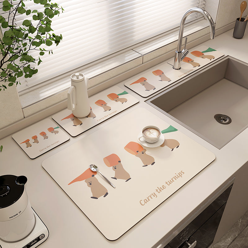 Versatile Non-Slip Drain Mat for Kitchen, Bathroom, and Countertops, Dries Quickly