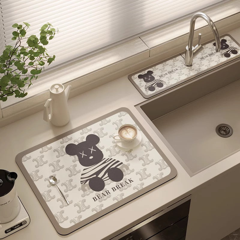 Versatile Non-Slip Drain Mat for Kitchen, Bathroom, and Countertops, Dries Quickly