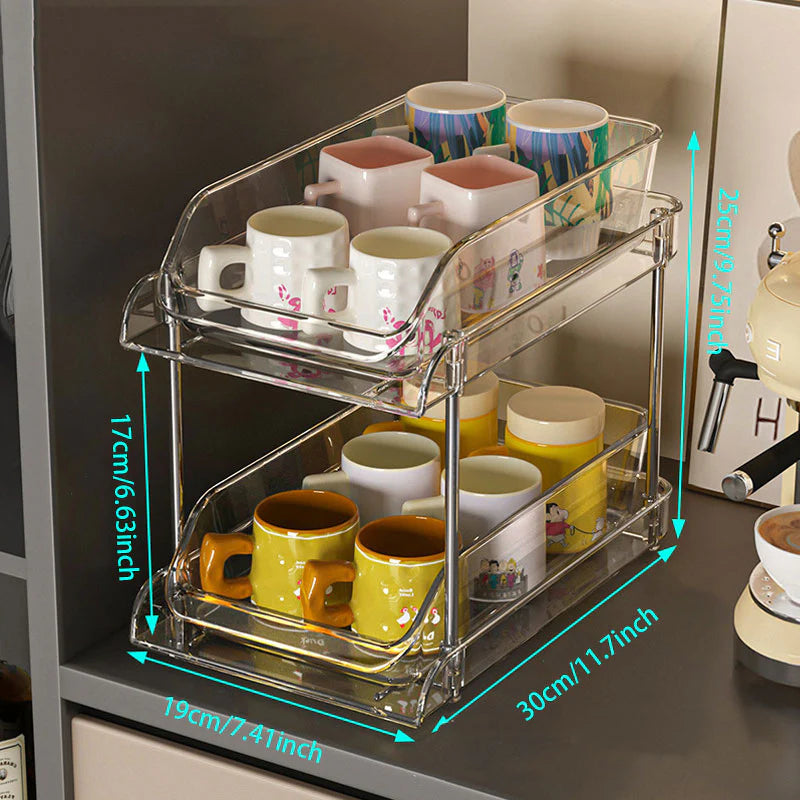 Acrylic Pull-Out Storage Organizer: Multi-Compartment & Practical