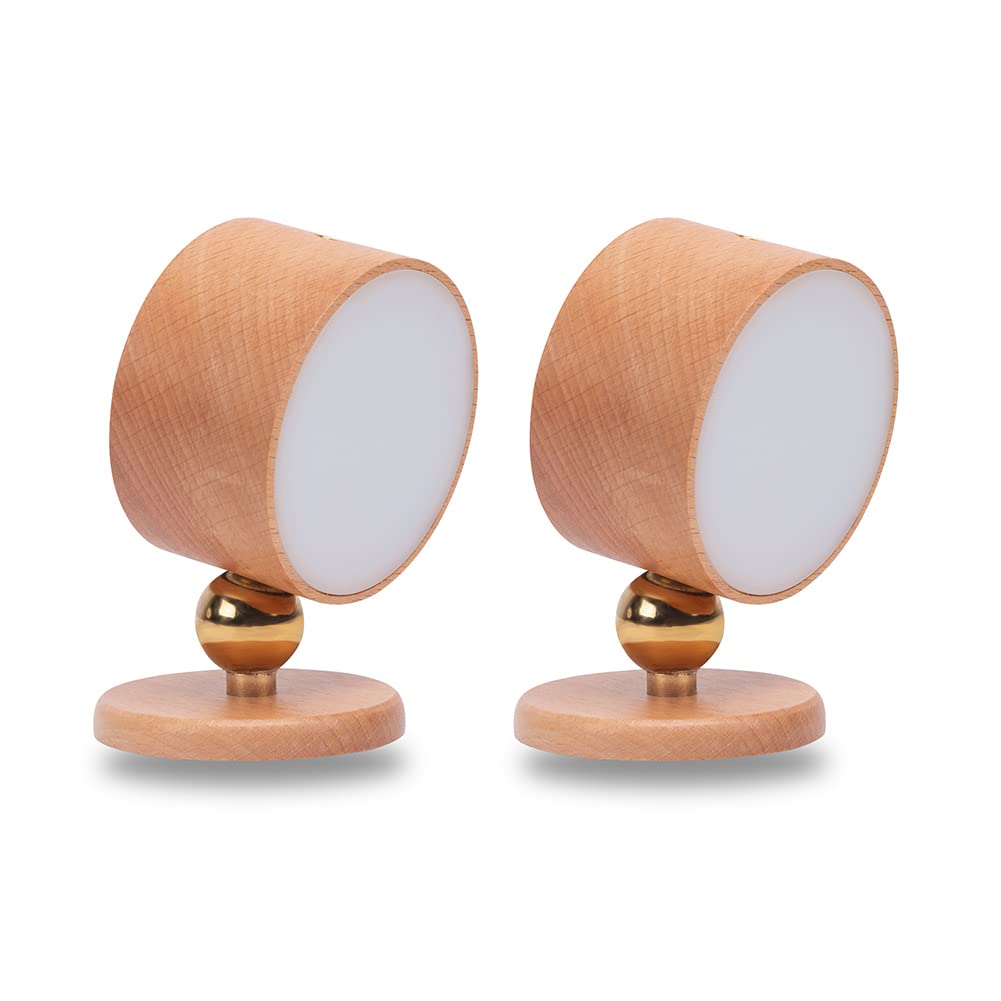 360-Degree Rotating Walnut Magnetic Wall Lamp