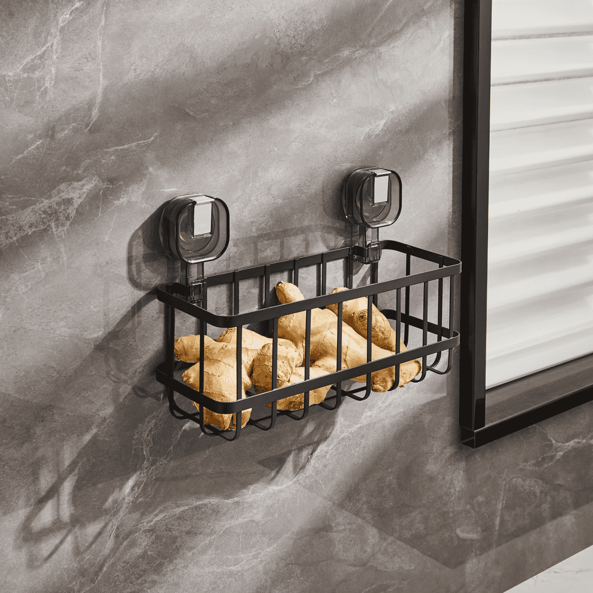No-Drill Iron Suction Storage Rack: Ideal for Kitchen and Bathroom Use