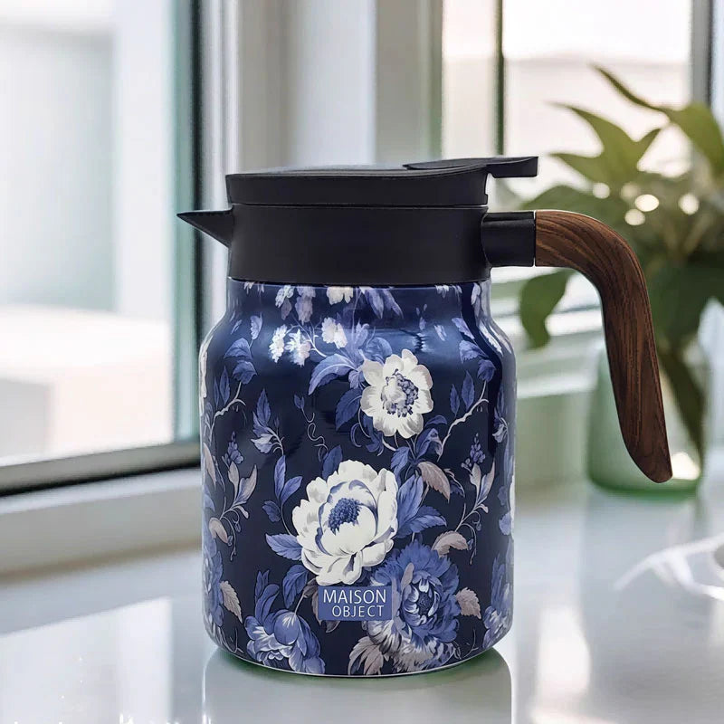 Vintage Floral Pattern Tea Thermos – Built-In Infuser, 28 Oz/35 Oz