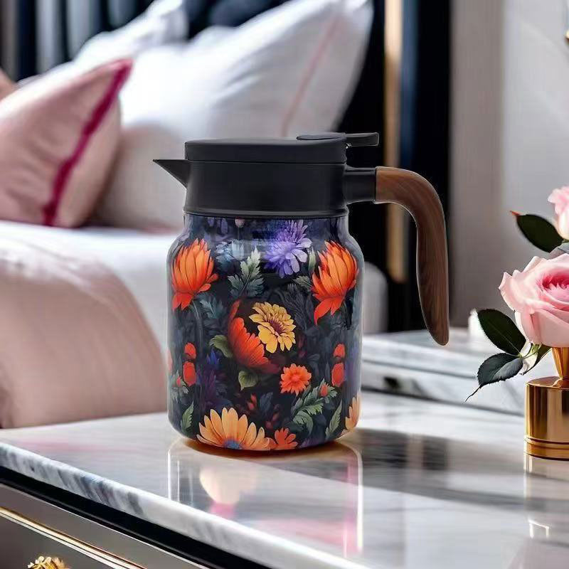 Vintage Floral Pattern Tea Thermos – Built-In Infuser, 28 Oz/35 Oz