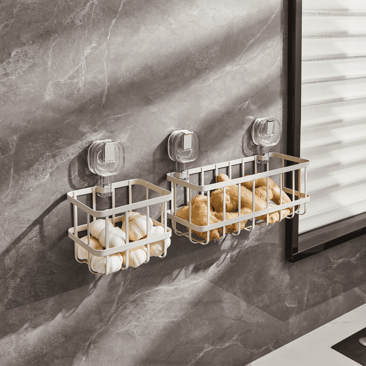 No-Drill Iron Suction Storage Rack: Ideal for Kitchen and Bathroom Use