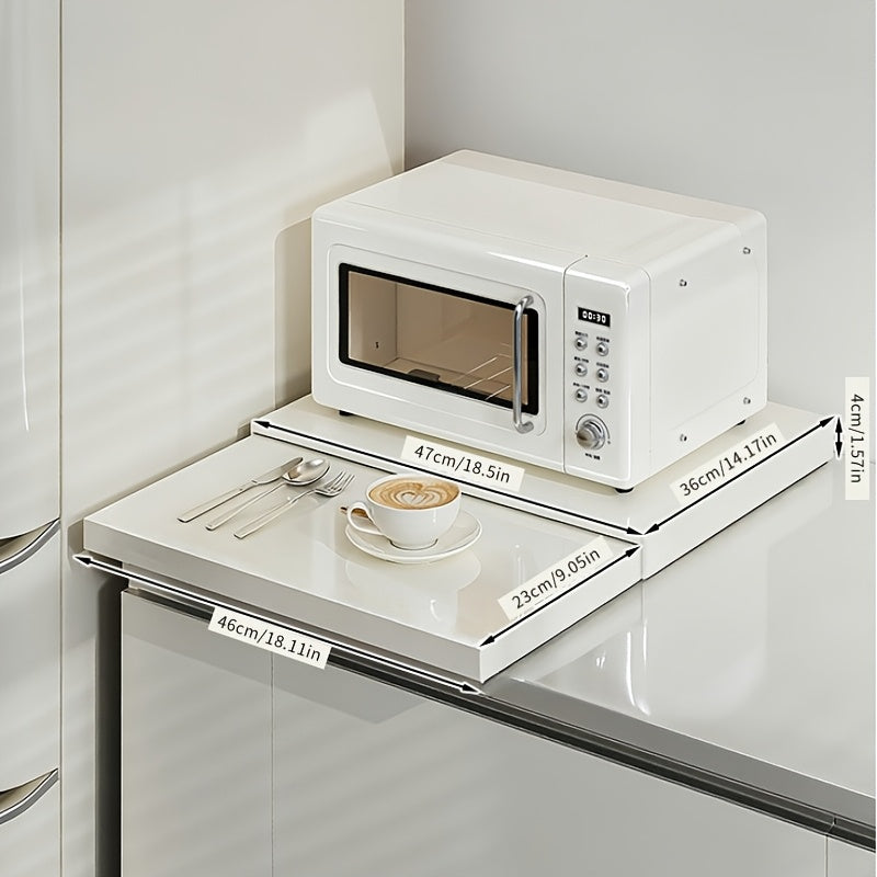 Expandable Steel Coffee Station Organizer with Drawer –Kitchen Counter & Microwave Storage Rack