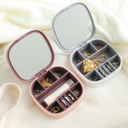 Portable Jewelry Organizer – Compartmentalized Design with Built-in Mirror