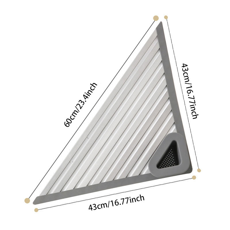 TriFlow Corner DryHub: Collapsible Sink Rack for Dishes, Cups & Utensils