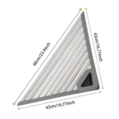 TriFlow Corner DryHub: Collapsible Sink Rack for Dishes, Cups & Utensils