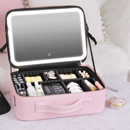 LED Mirror Cosmetic Bag, Portable and Spacious for Travel