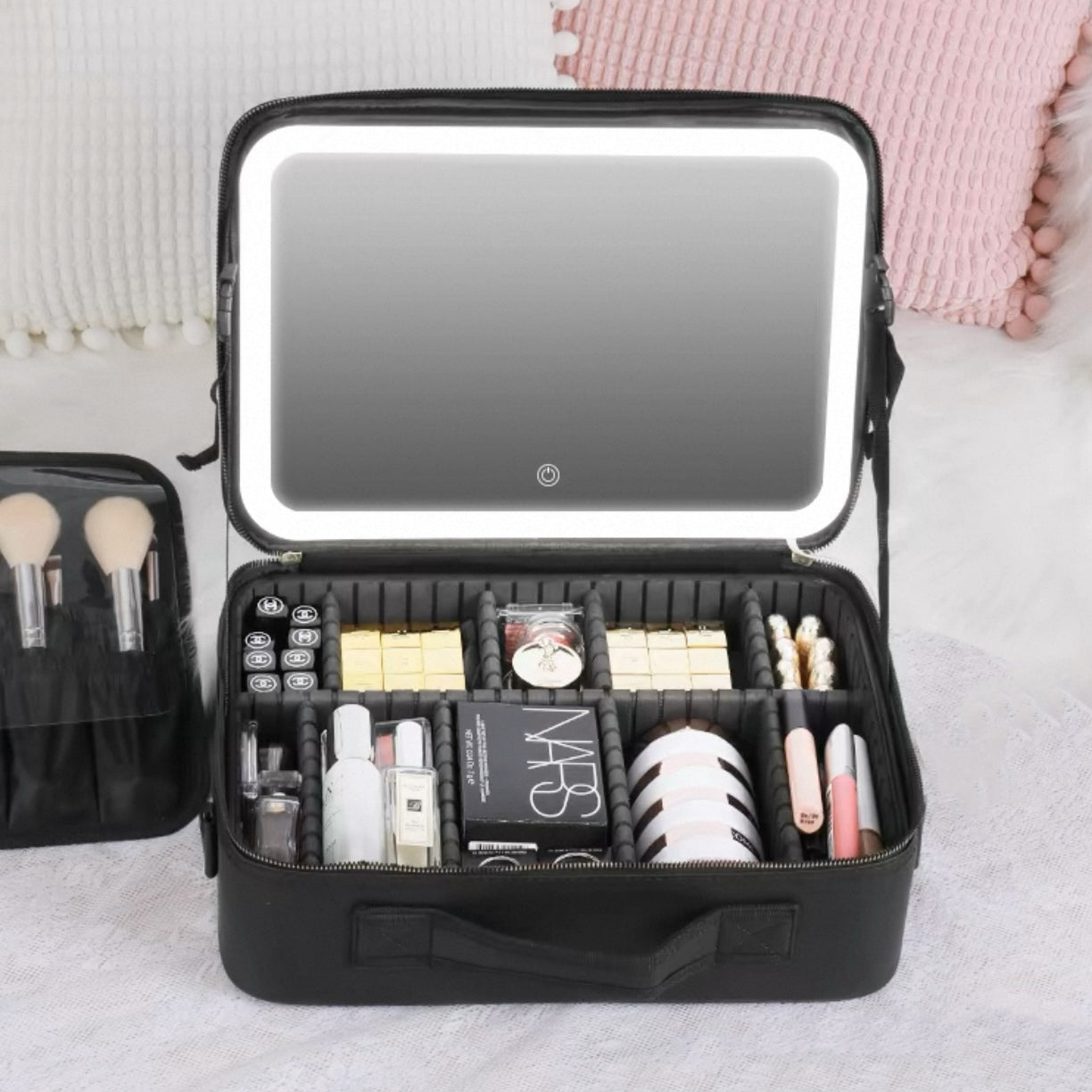LED Mirror Cosmetic Bag, Portable and Spacious for Travel