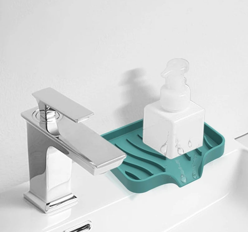 Non-Slip Silicone Soap Drain Mat - Mini Kitchen Sink Tray