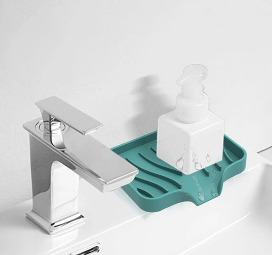 Non-Slip Silicone Soap Drain Mat - Mini Kitchen Sink Tray