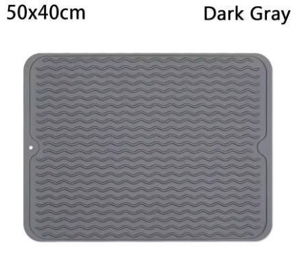 Wave Draining Pad Silicone Drying Mat New Non-slip Dish Holder Table Mat Kitchen Placemat Foldable Heat Insulation Pad