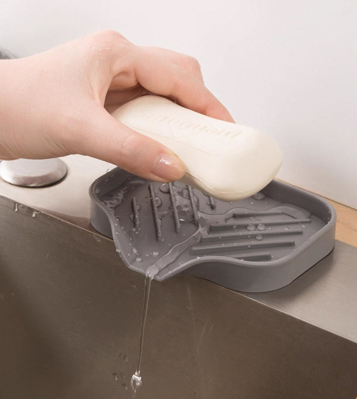 Non-Slip Silicone Soap Drain Mat - Mini Kitchen Sink Tray