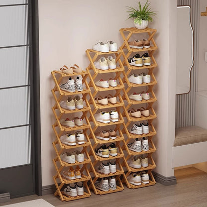 Wooden Collapsible Shoes Shelf: Space-Saving & Practical Design