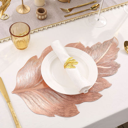 3D Gold-Embossed Leaf Placemat – Heat-Resistant & Non-Slip