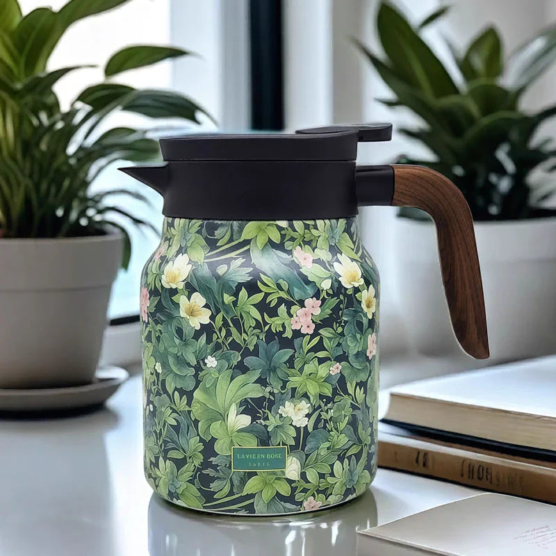 Vintage Floral Pattern Tea Thermos – Built-In Infuser, 28 Oz/35 Oz