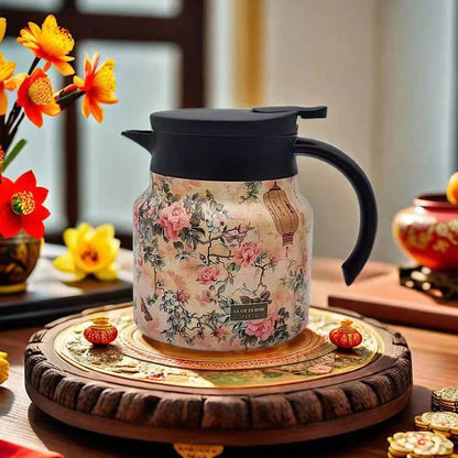 Vintage Floral Pattern Tea Thermos – Built-In Infuser, 28 Oz/35 Oz