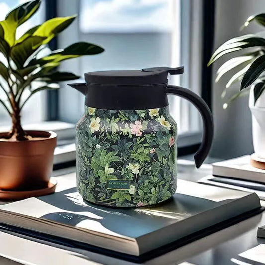 Vintage Floral Pattern Tea Thermos – Built-In Infuser, 28 Oz/35 Oz