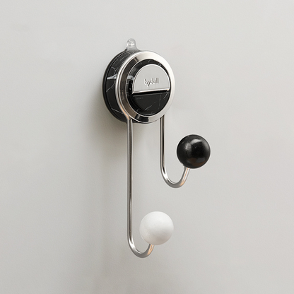 No-Drill Suction Walnut Wood & Steel Toilet Paper Holder