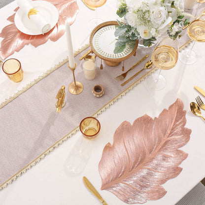 3D Gold-Embossed Leaf Placemat – Heat-Resistant & Non-Slip