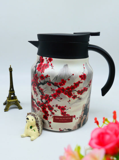 Vintage Floral Pattern Tea Thermos – Built-In Infuser, 28 Oz/35 Oz