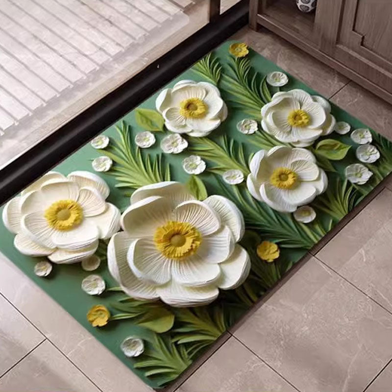 3D Floral Diatomite Absorbent Mat – Stylish & Quick-Drying
