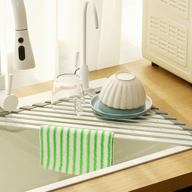 TriFlow Corner DryHub: Collapsible Sink Rack for Dishes, Cups & Utensils
