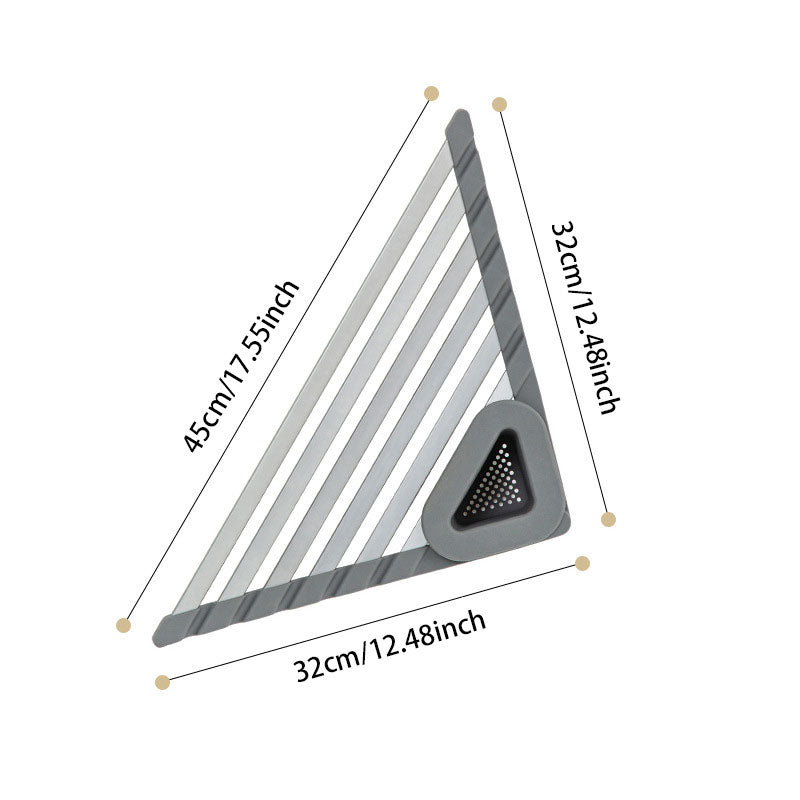 TriFlow Corner DryHub: Collapsible Sink Rack for Dishes, Cups & Utensils