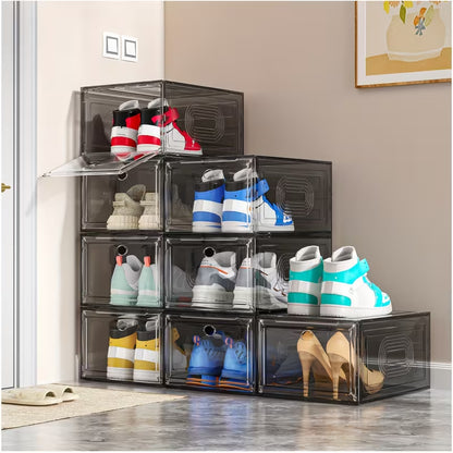 Large Clear Shoe Storage Box with Magnetic Door
