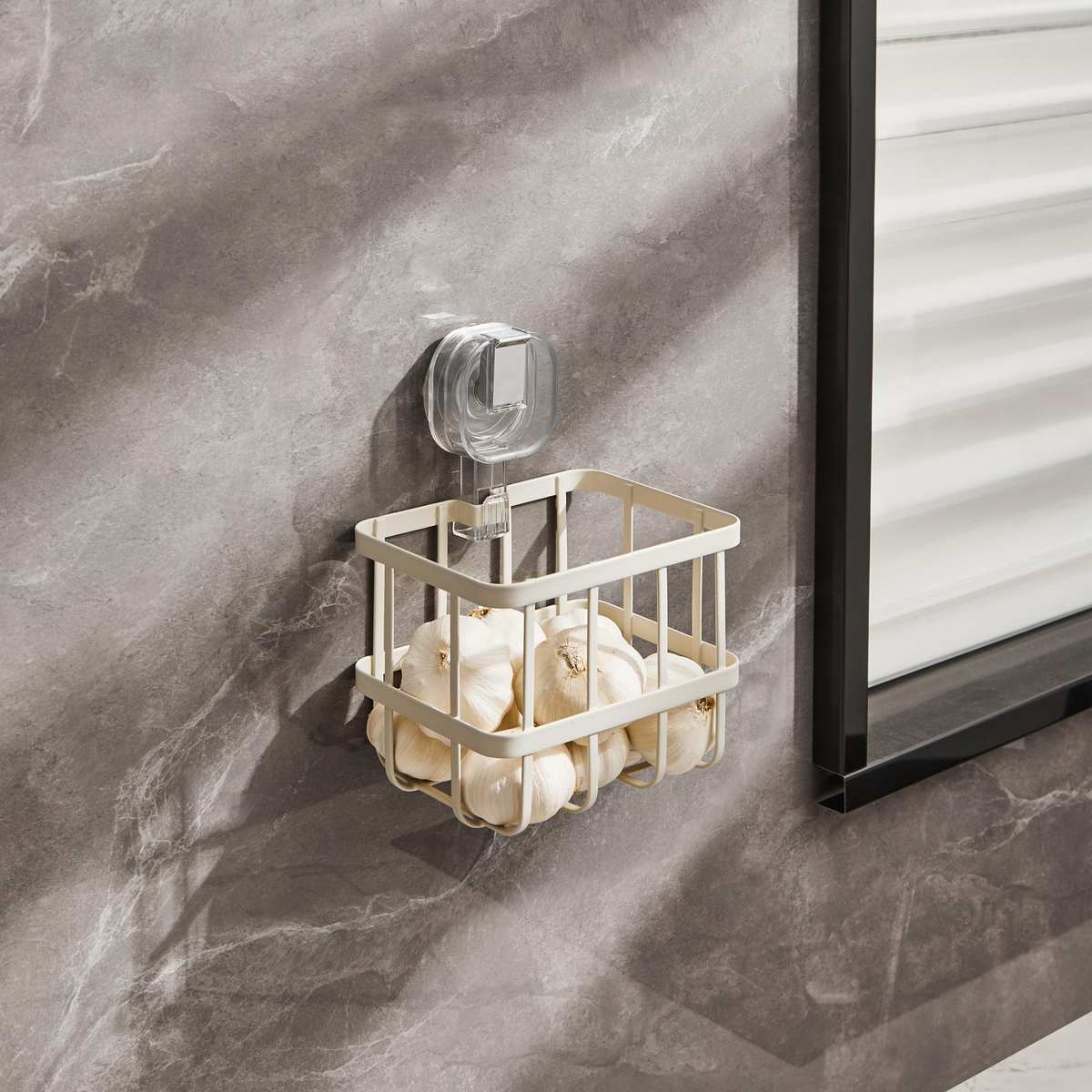 No-Drill Iron Suction Storage Rack: Ideal for Kitchen and Bathroom Use