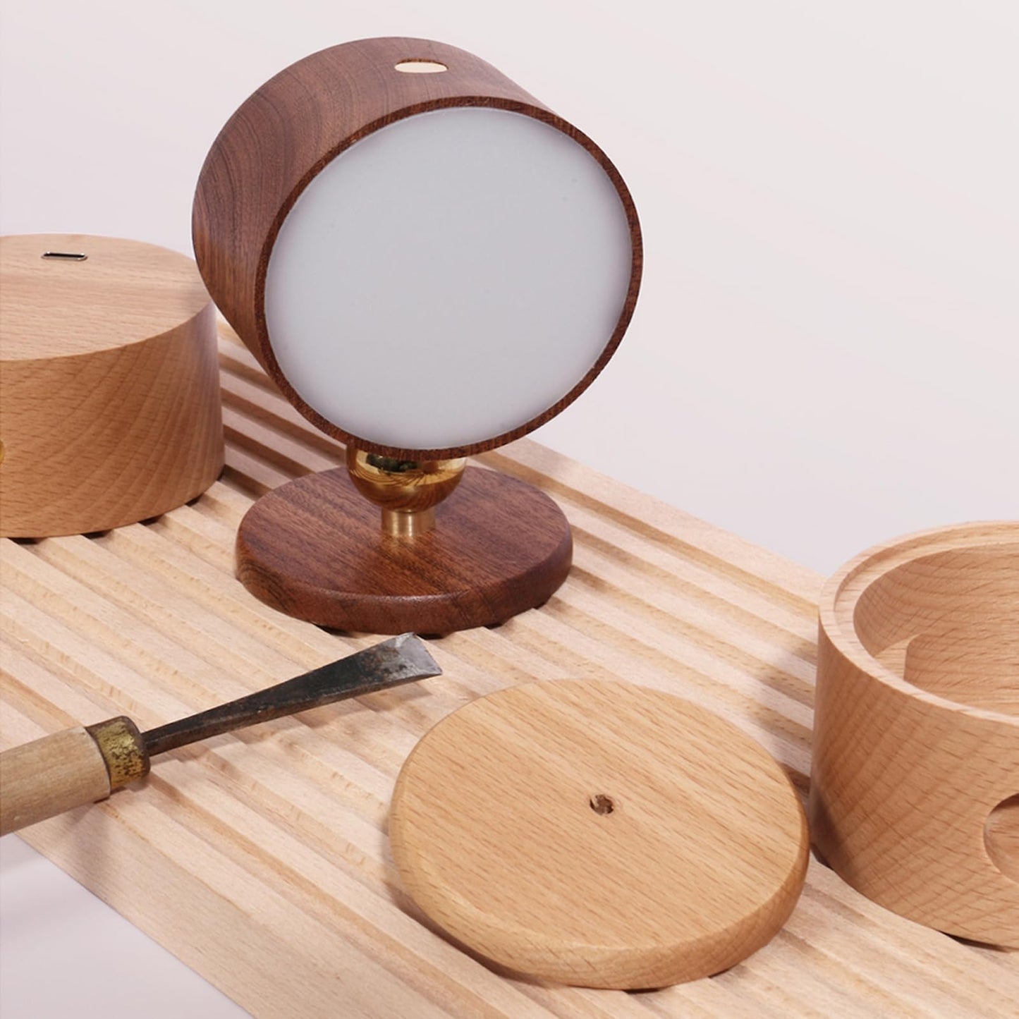 360-Degree Rotating Walnut Magnetic Wall Lamp