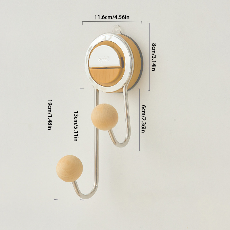 No-Drill Suction Walnut Wood & Steel Toilet Paper Holder