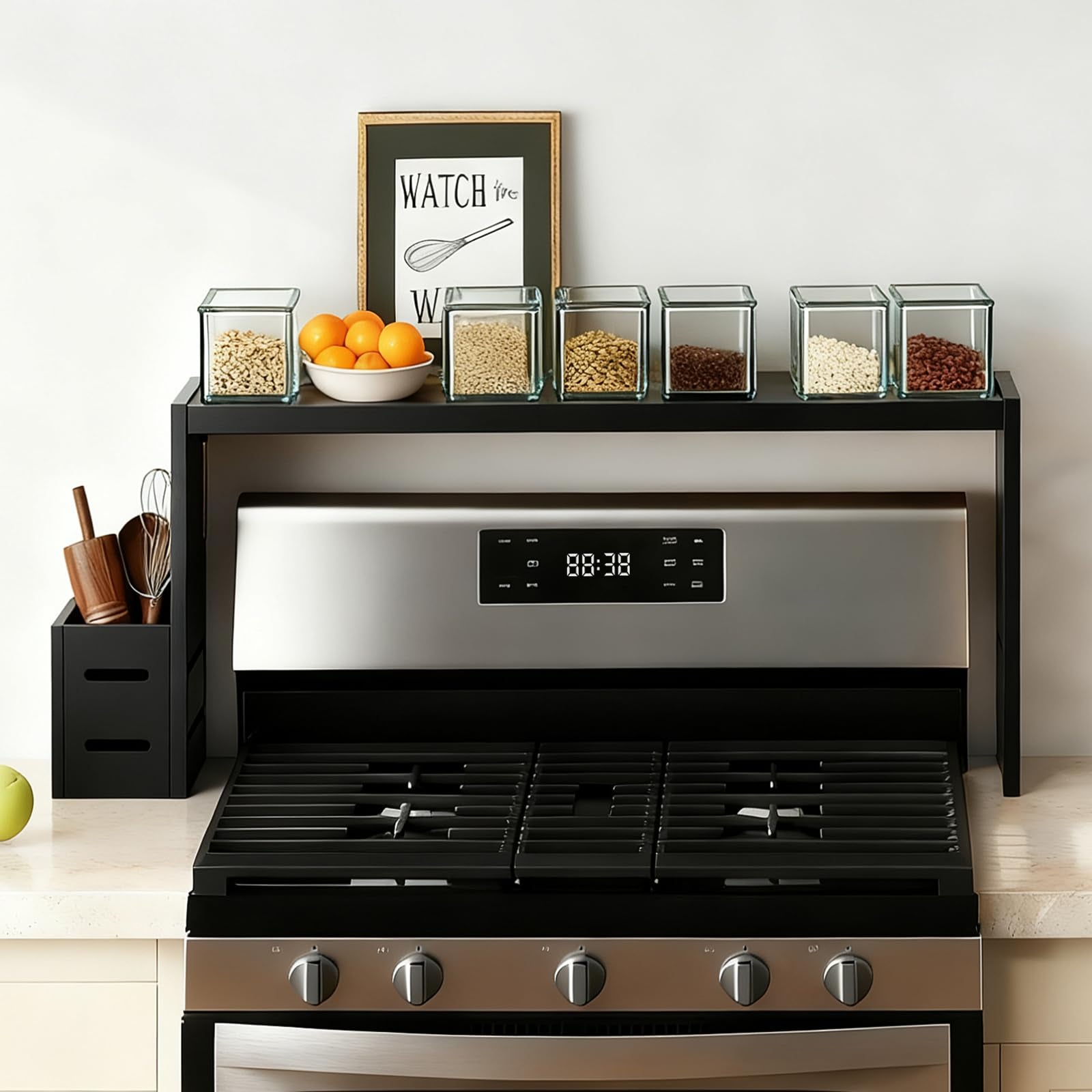 Adjustable Bamboo Stove Rack – Space-Saving Kitchen Organizer Shelf ...