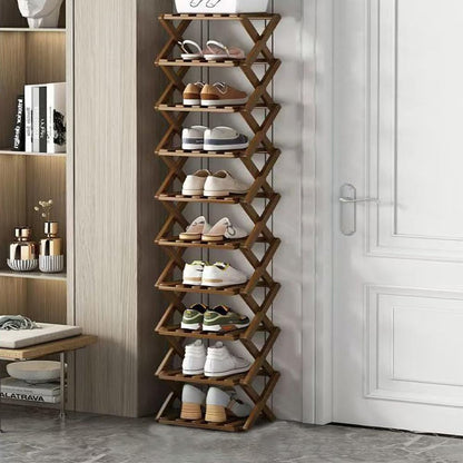 Wooden Collapsible Shoes Shelf: Space-Saving & Practical Design